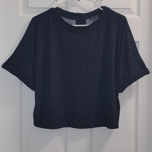 Adrianna Papell Printed Cropped Knit‎ Dolman Sleeve Chevron Medium Button Back
